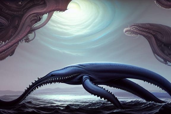 Eldritch Space Whale in an Alien Landscape