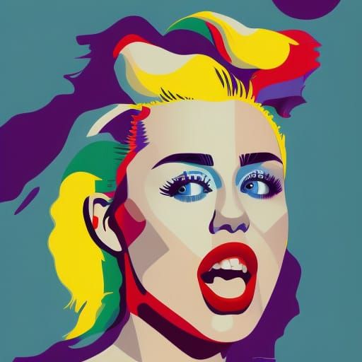 Miley Cyrus Pop Art Screen Print in 8K