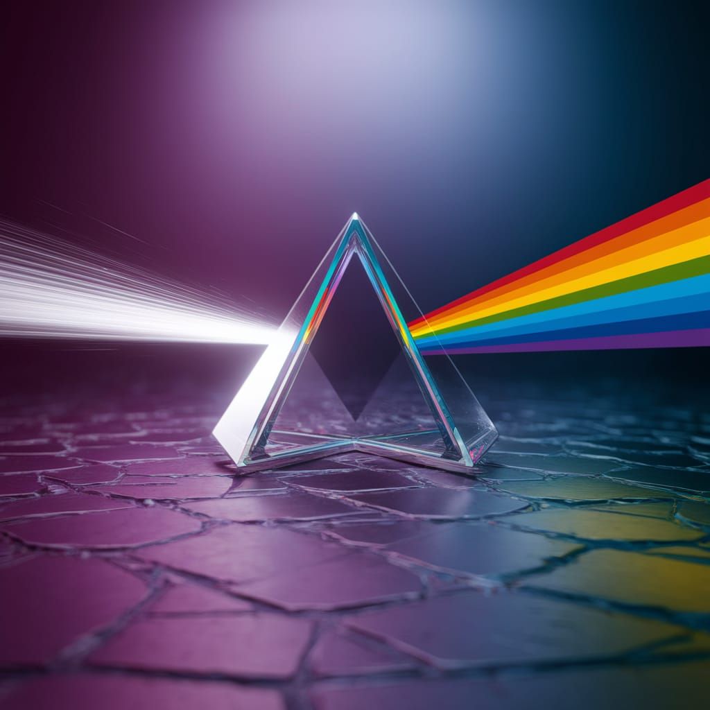 Prism Refracts Light into Rainbow Colors
