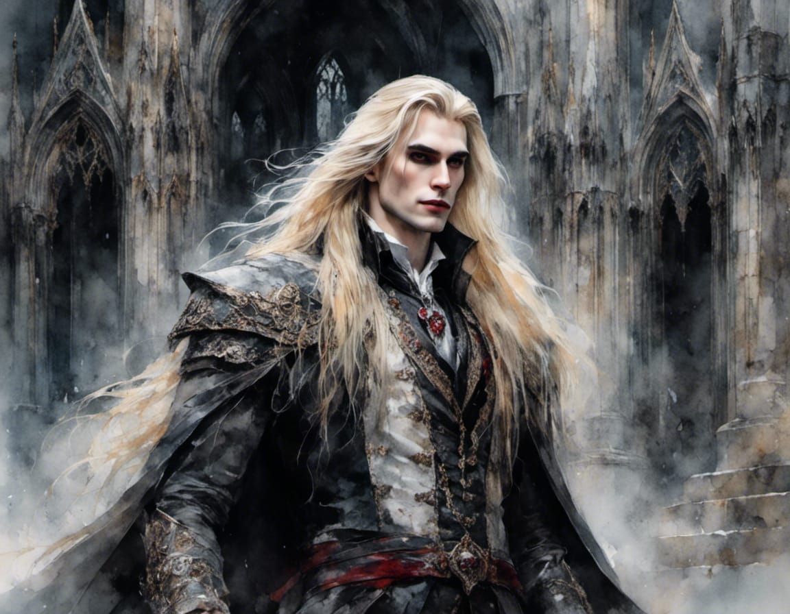 Blonde Vampire in Gray Stone Castle