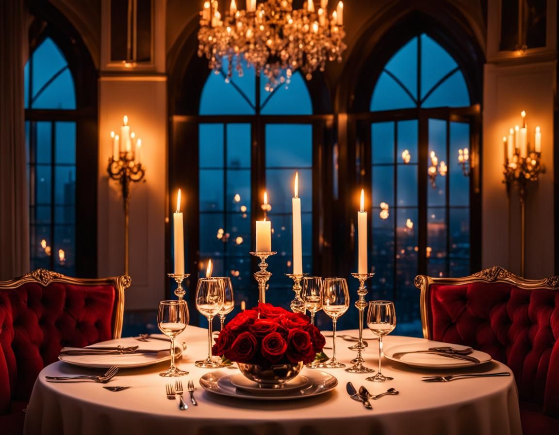 Romantic Valentine's Dinner in Elegant Restaurant