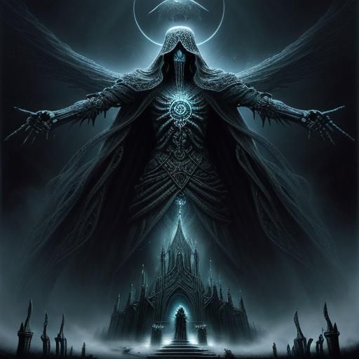 Celtic Grim Reaper with Woman in Ethereal Light