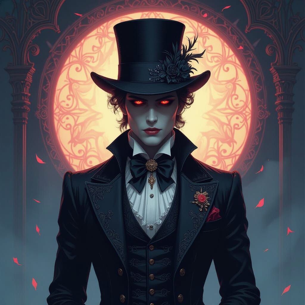 Victorian Ethereal Figure in Dreamy, Vibrant Style