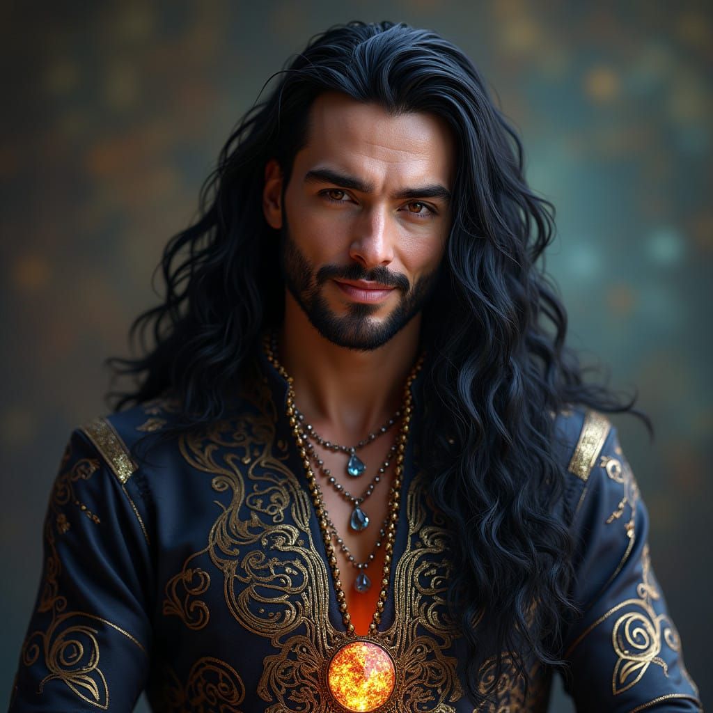 Mystical Warrior in Crystal Encrusted Attire