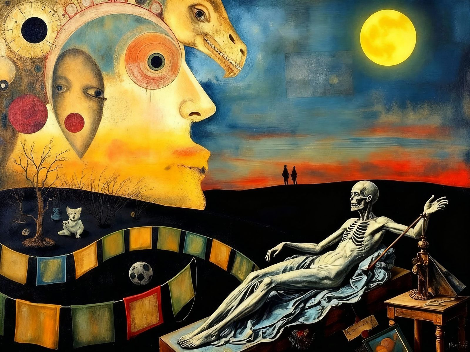 Surrealist Mixed Media Oil Painting