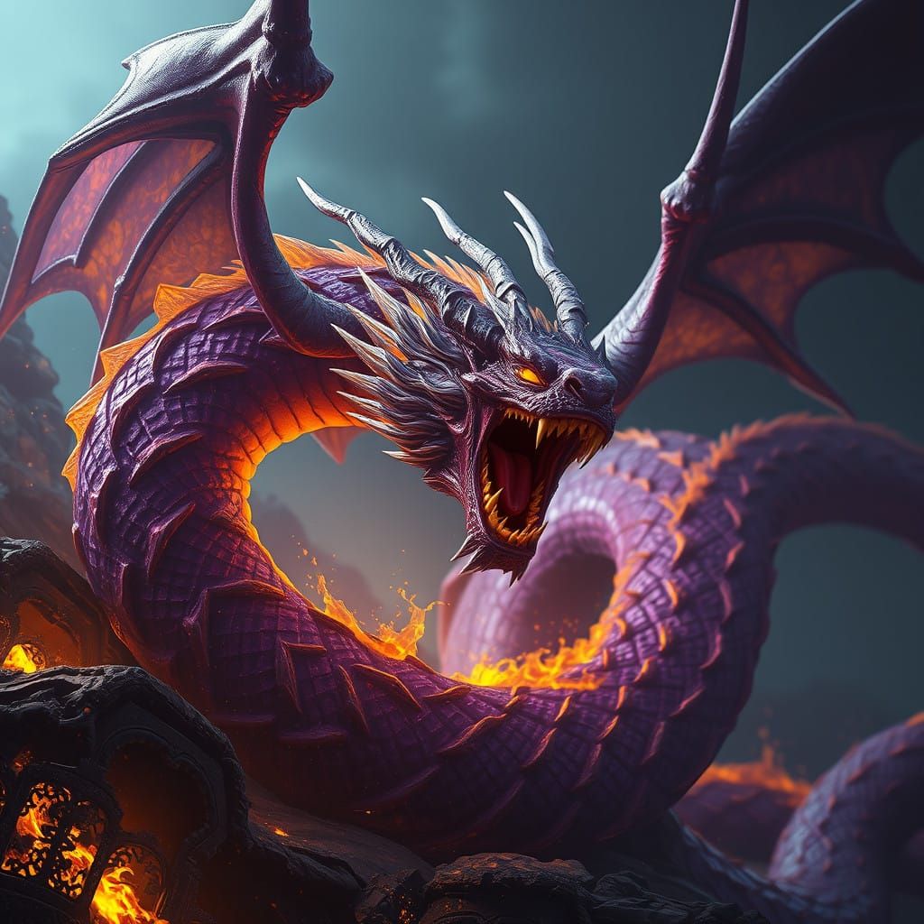 Dark Fantasy Dragon Concept Art in Hyperdetailed 8K