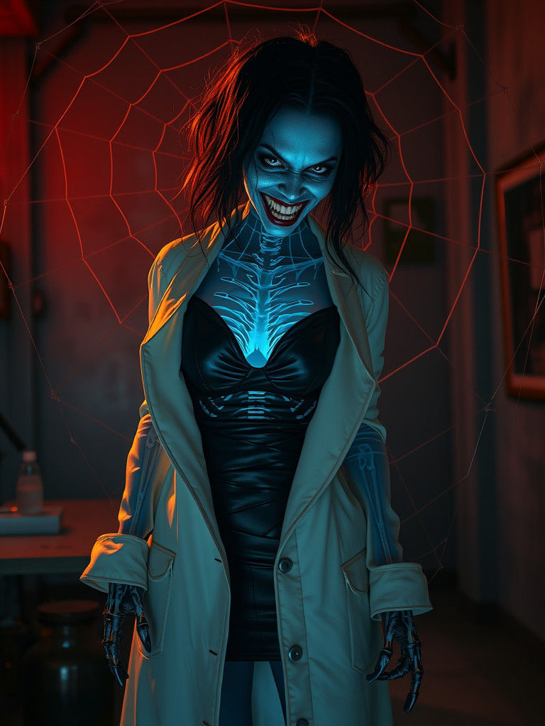 Horror Portrait of a Ghostly Bio-Illuminating Monster