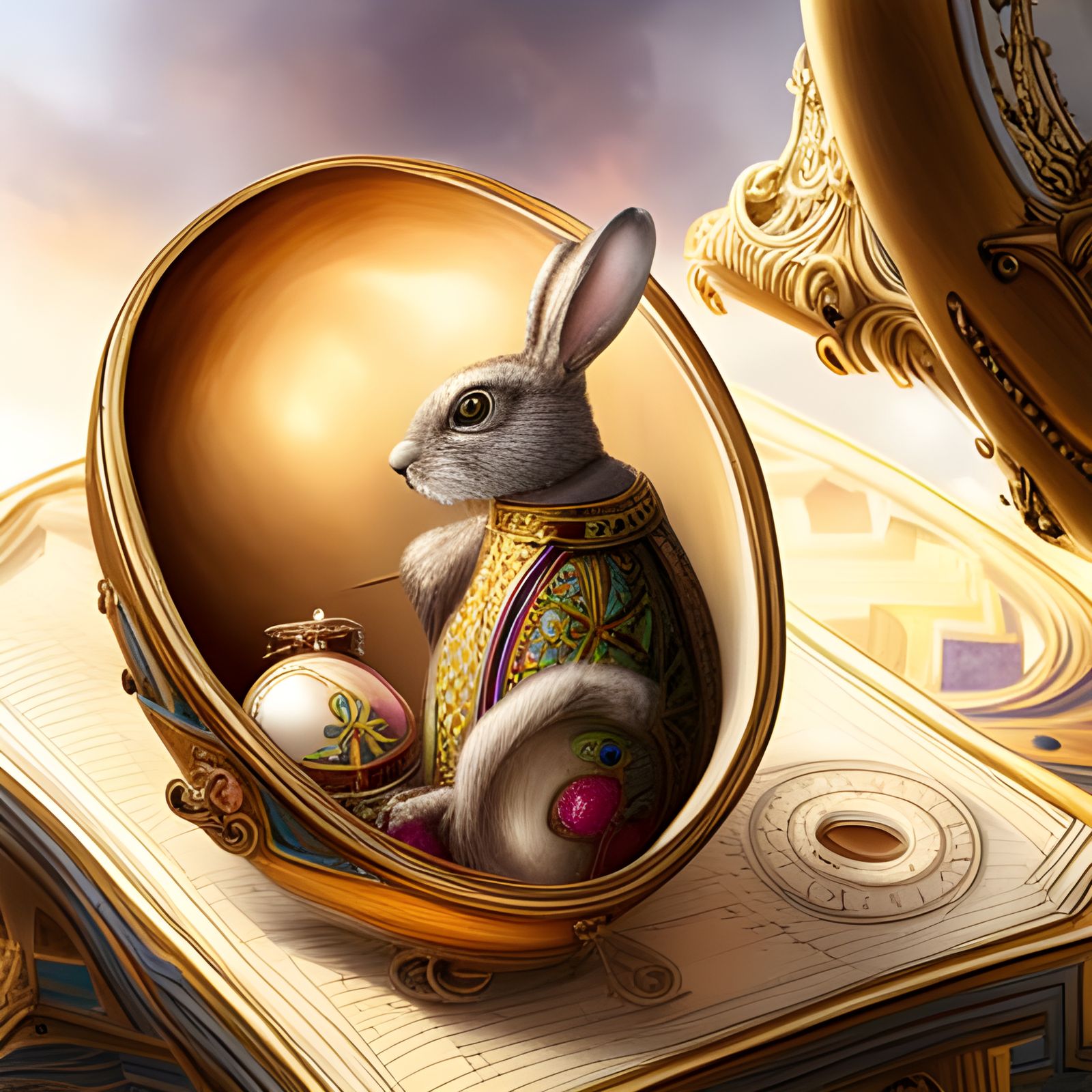 Faberge Egg with Bunny Inside