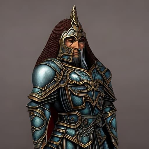 Warrior Face in a Detailed Fantasy Backdrop