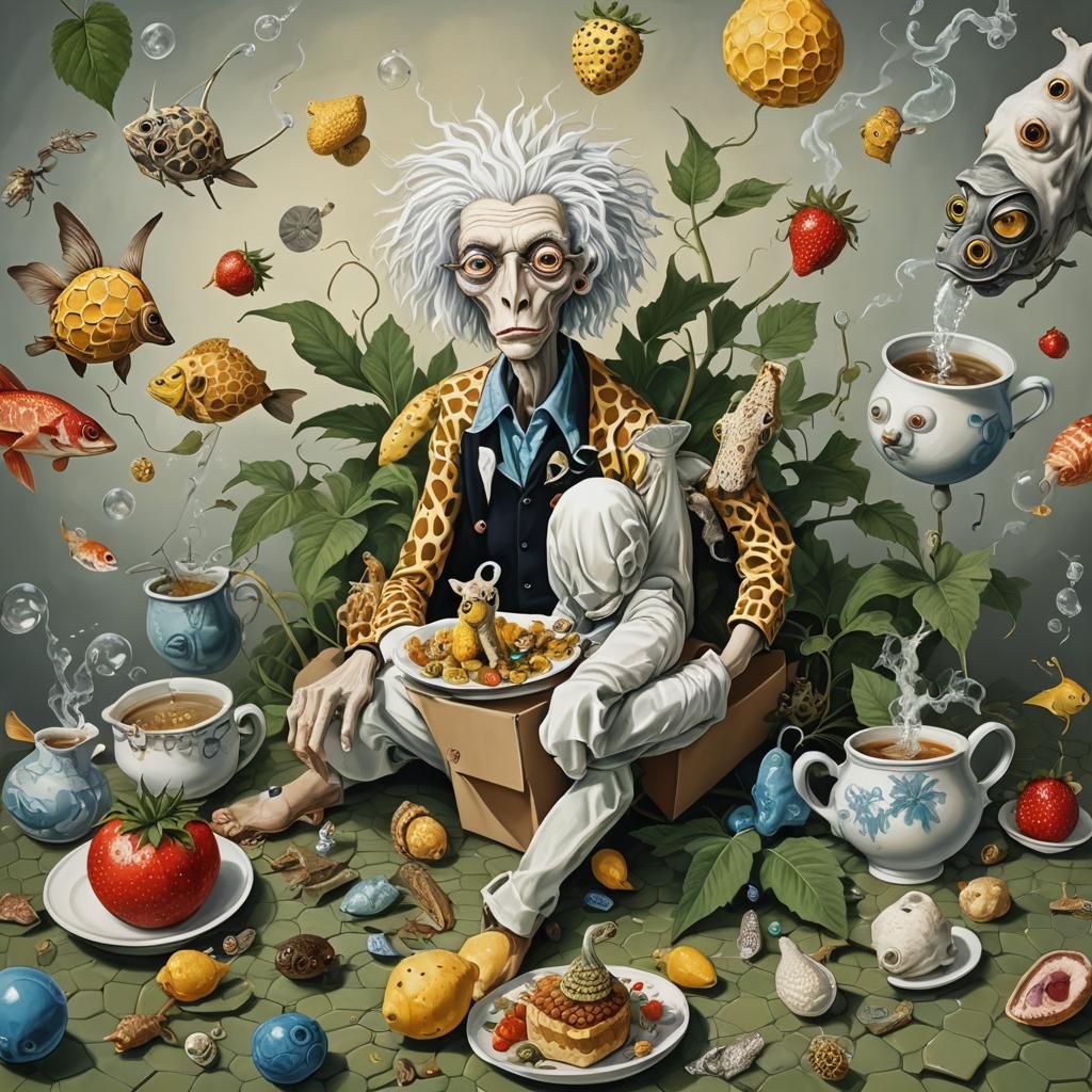 Surreal Honeycomb Giraffe Dreamscape, Salvador Dali Style