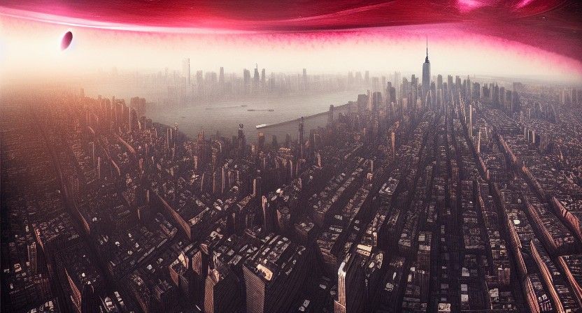 Black Hole Devours Manhattan: Panoramic Cityscape