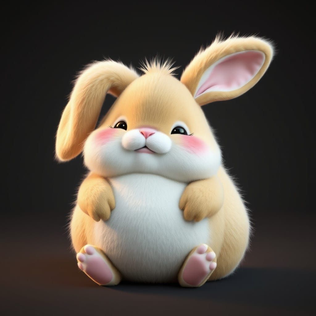 Chubby Bunny Delight in Whimsical Art Style