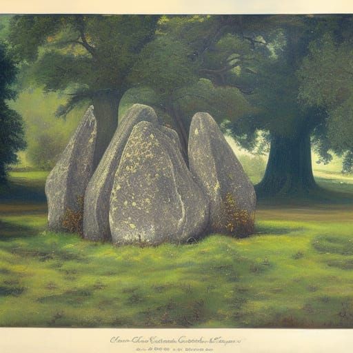 Oak Grove with Tumulus and Dolmen Nature Print