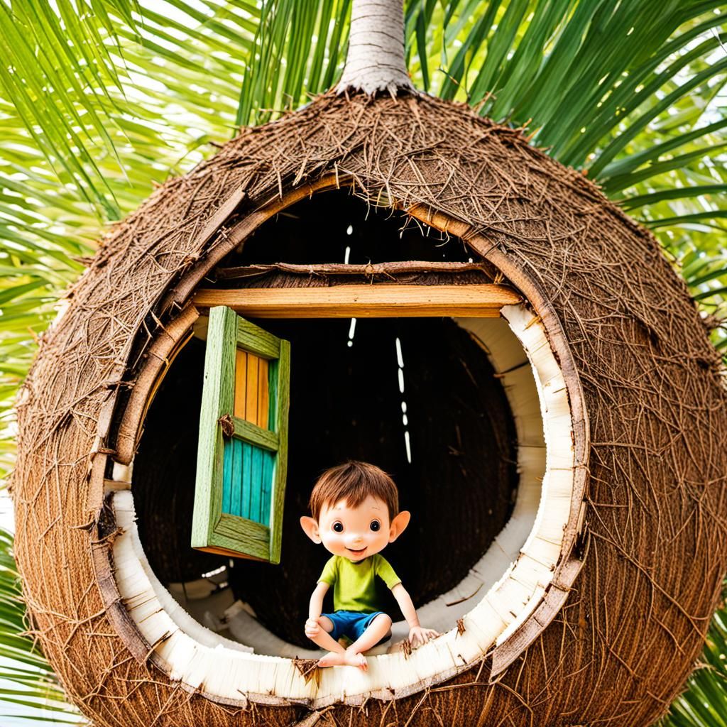 Pixie House Inside Coconut on Palm Tree