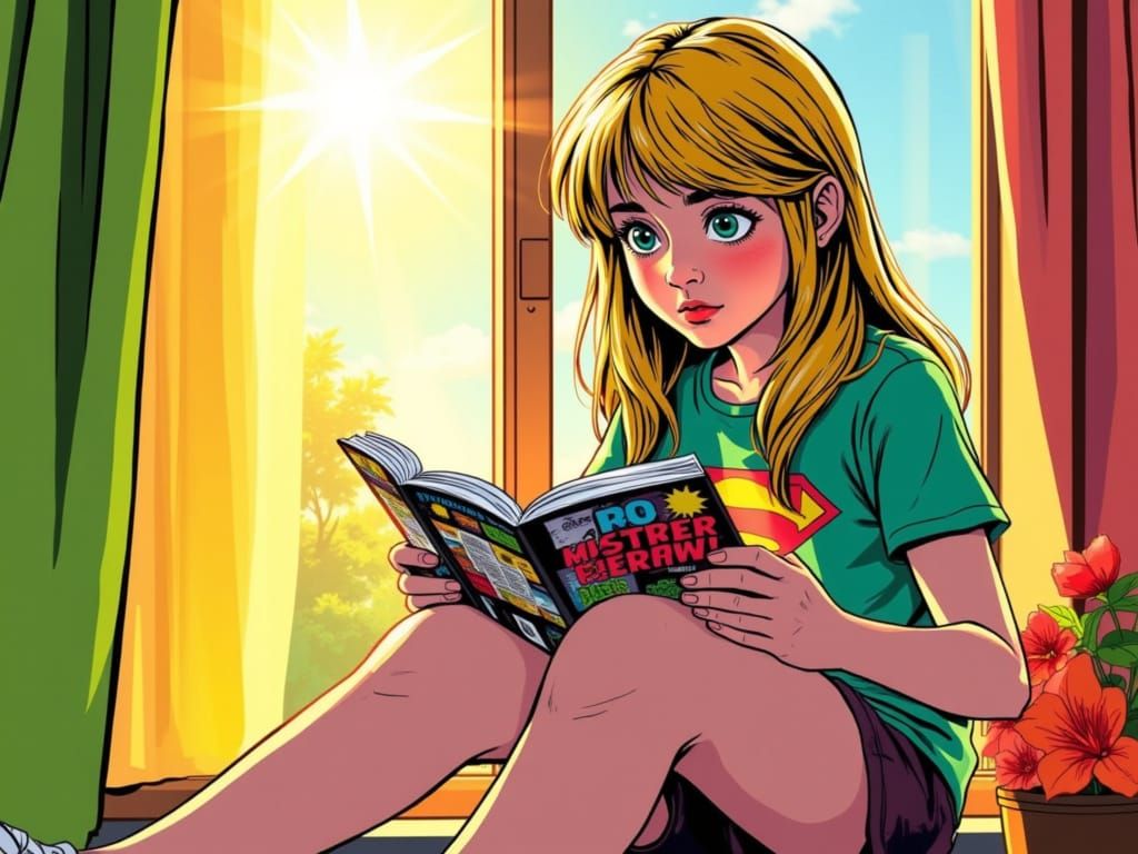 Teen Reads Comic Book on Sunny Day, Unaware of Hero Destiny