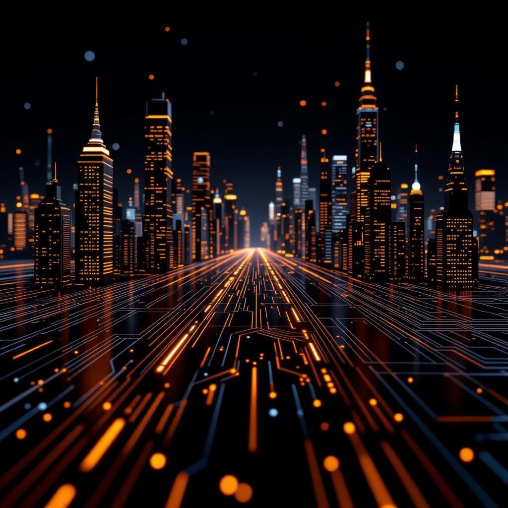 Steampunk Metropolis: Electrical Circuit Macro View