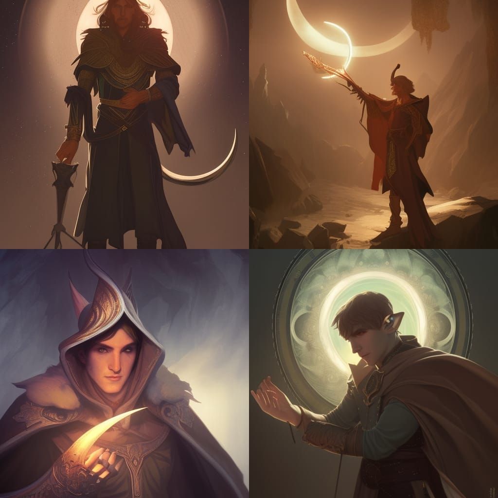 Lunar Elf Sorcerer Portrait in Detailed Digital Art