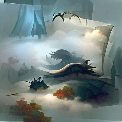 Dragon Sleeping in Fog: Concept Art