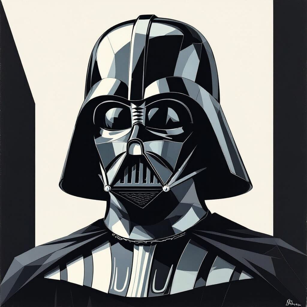 Darth Vader Helmet in Geometric Futurism Style