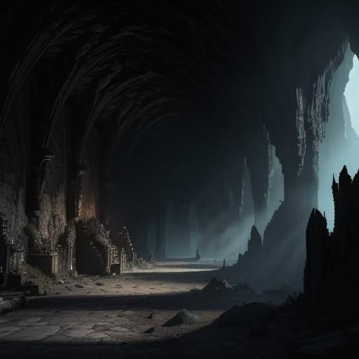Ruined Gothic Castle in Underdark Cave