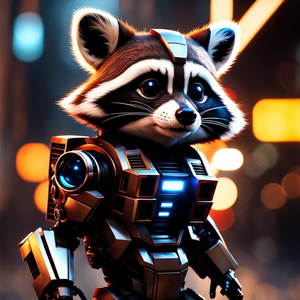 Transformer Raccoon Portrait in Detailed 3D Style