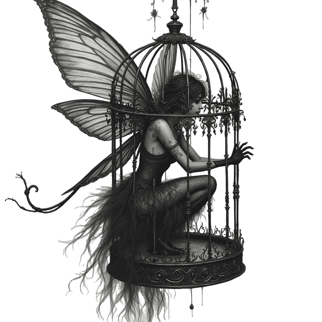 Post-Apocalyptic Fairy in Victorian Birdcage