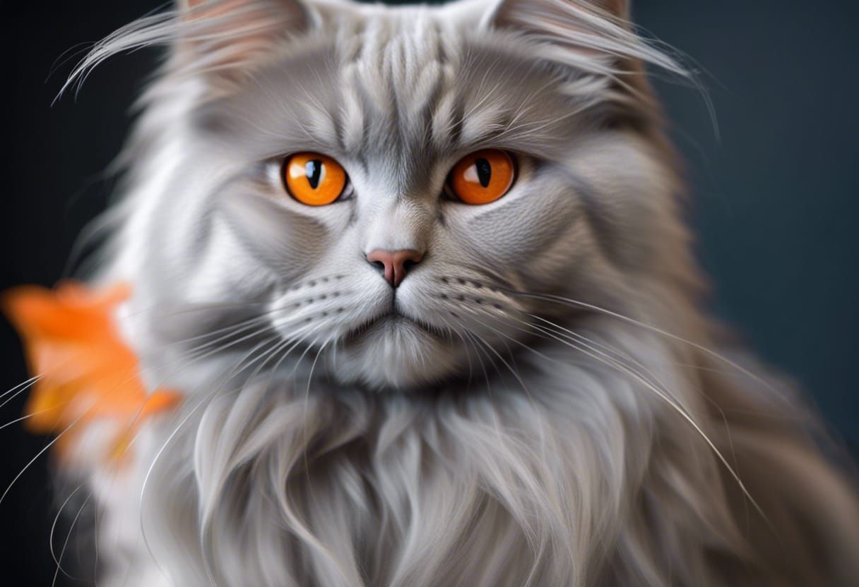 Elegant Gray Cat with Orange Mark in Detailed Matte Painting