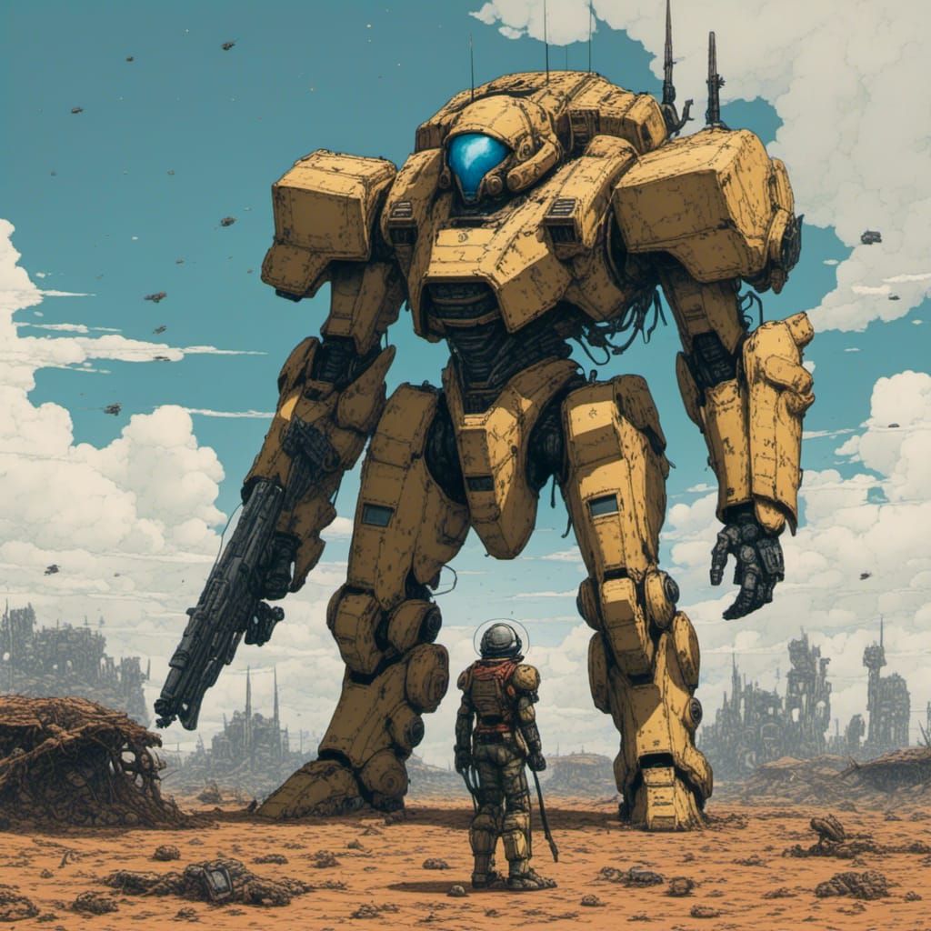 Power Armored Soldier on Battlefield