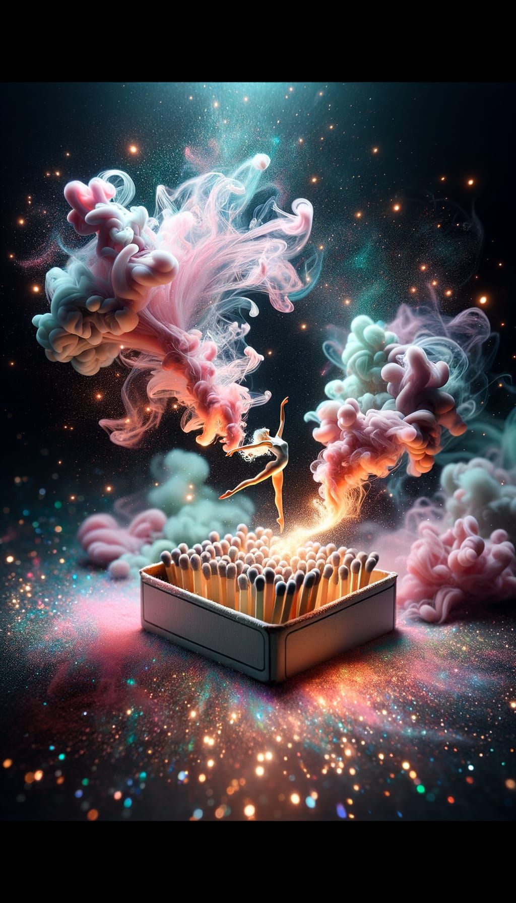 Photorealistic Miniature Dancer in Ethereal Smoke