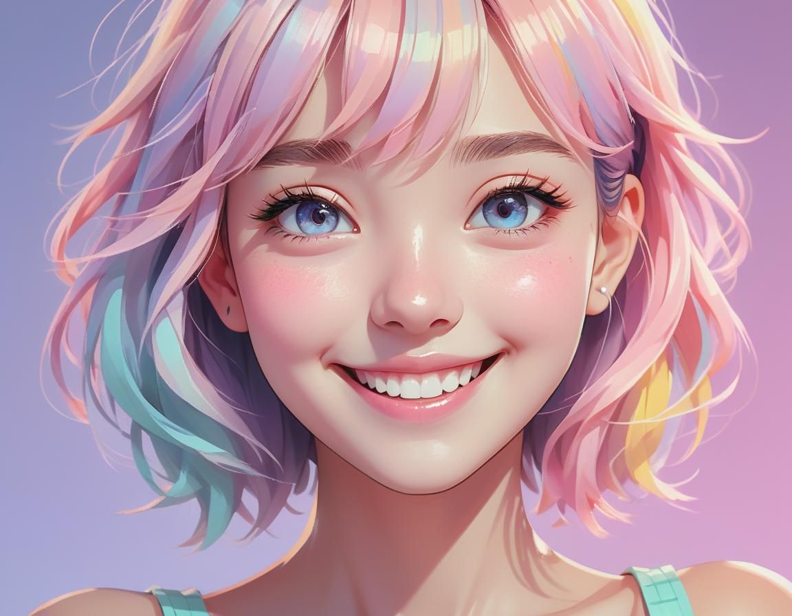 Cute Woman Portrait in Pixel Art Style