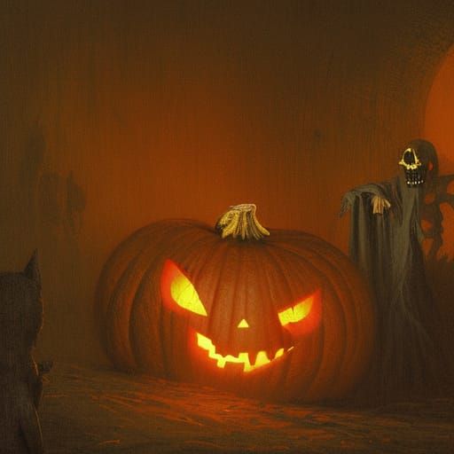 Horror Halloween Pumpkins in Gustave DorΓ© Style