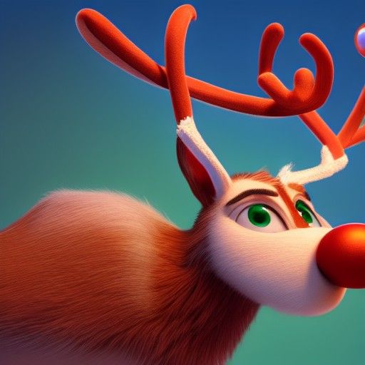 Rudolph the Red-Nosed Reindeer: Pixar-Style 3D Art
