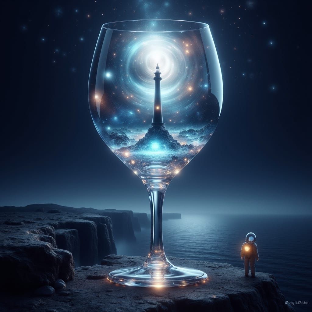 Galactic Lighthouse in a Wine Glass