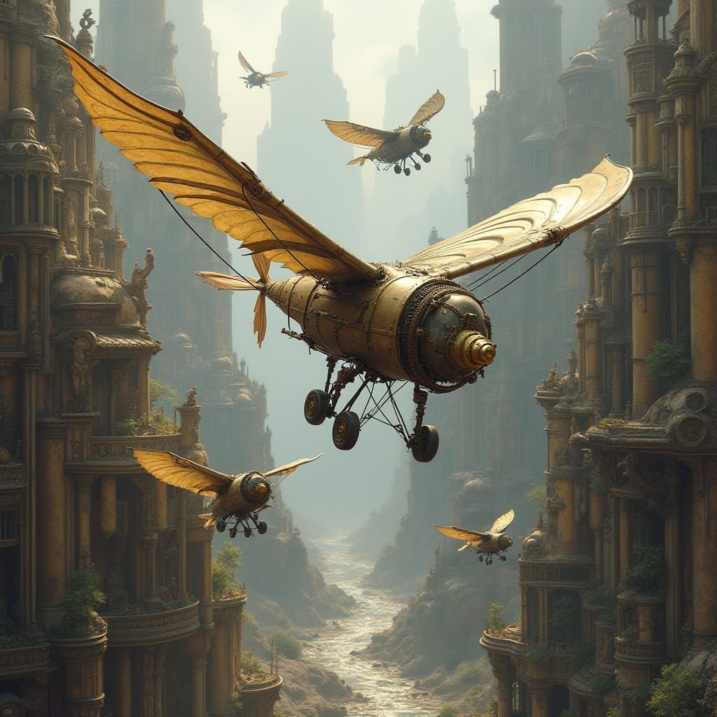 Steampunk Ornithopters Soar Through Clockwork Canyon