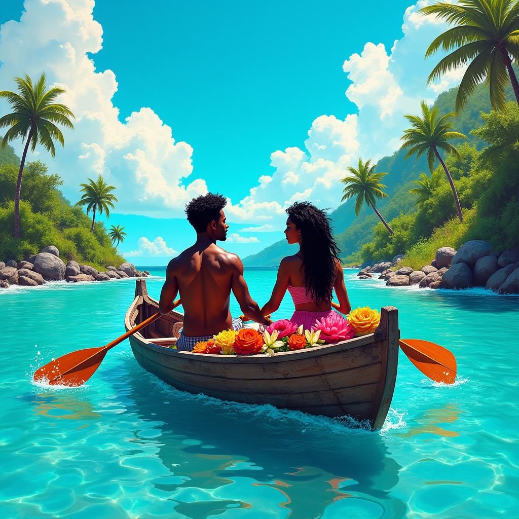 Couple in Canoe: Graffiti and Street Art Fusion