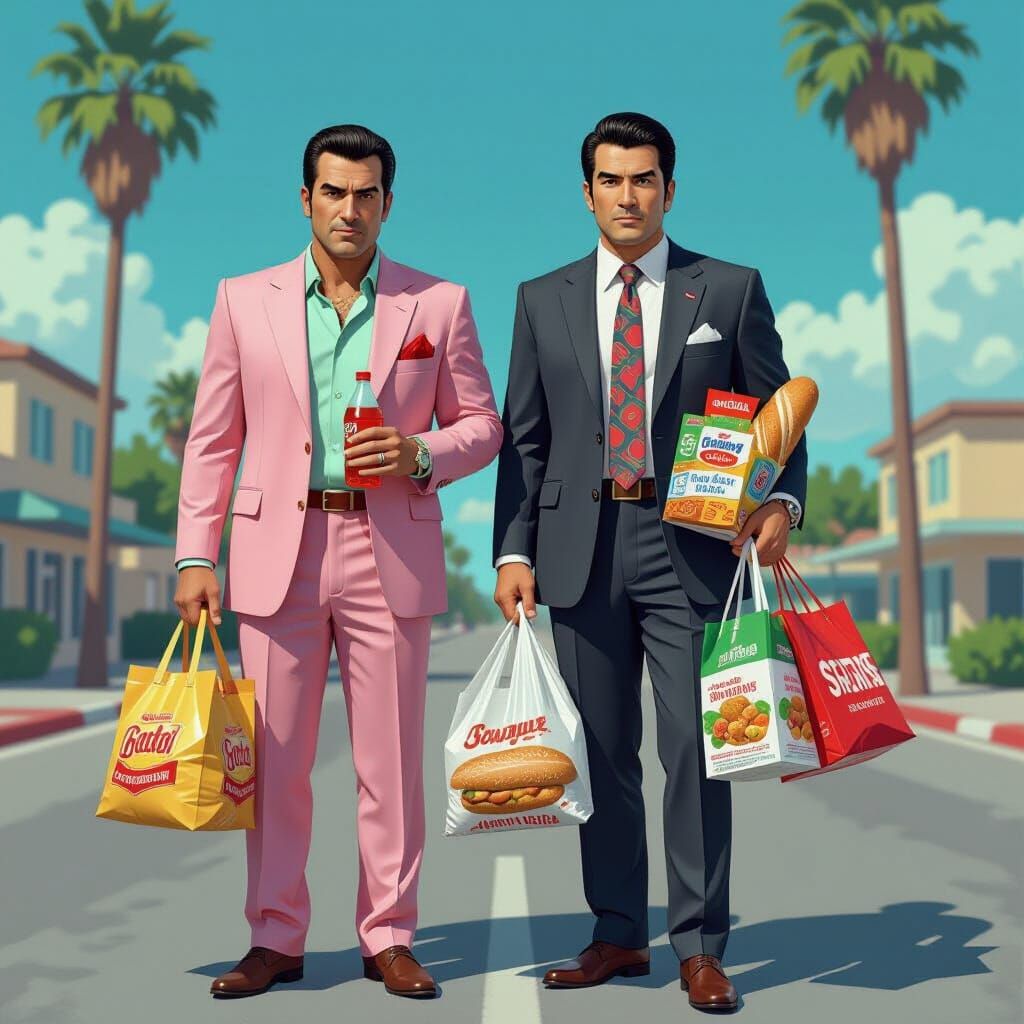 Tommy Vercetti and Kazuma Kiryu Grocery Shopping