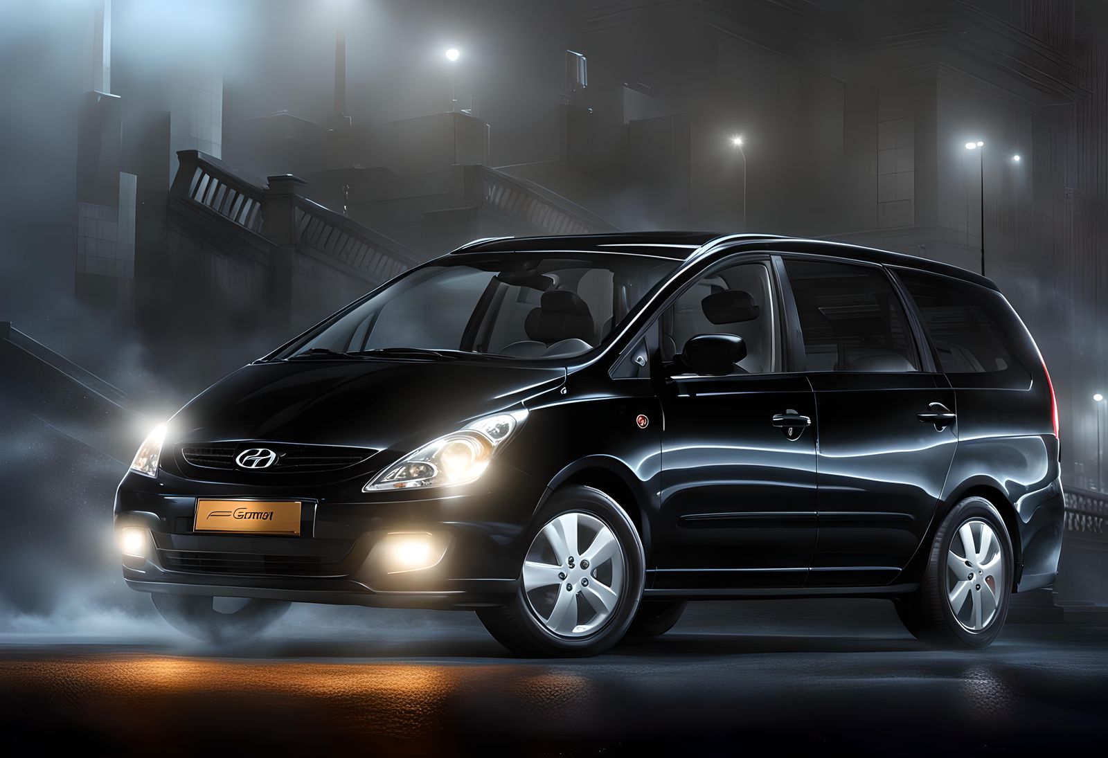 Black 2003 Hyundai Grandis in 3D Render
