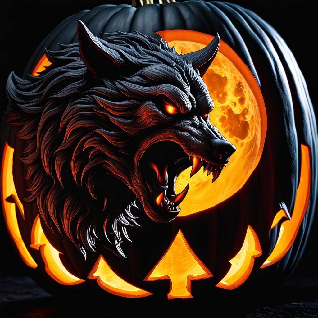 Hyperrealistic Werewolf Jack-o'-Lantern for Halloween
