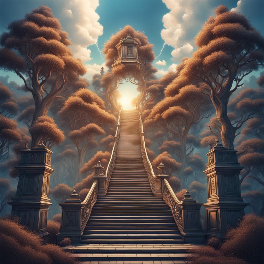 Stairway to Heaven: Detailed Line Drawing