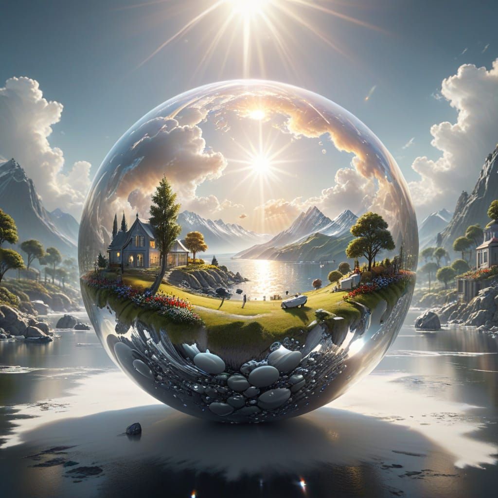 Monochromatic Silver World: Panoramic View