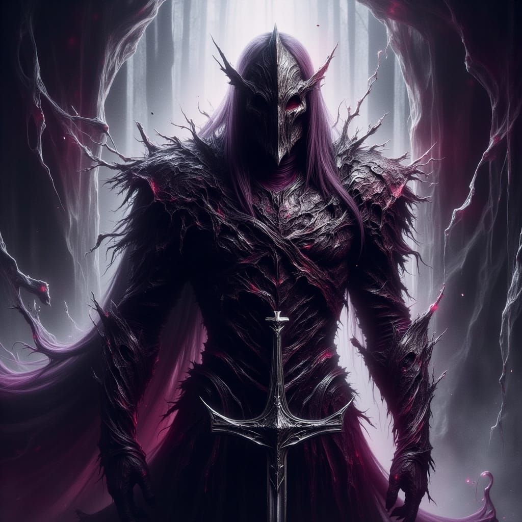 Dark Fantasy Warrior in Hyperdetailed Armor