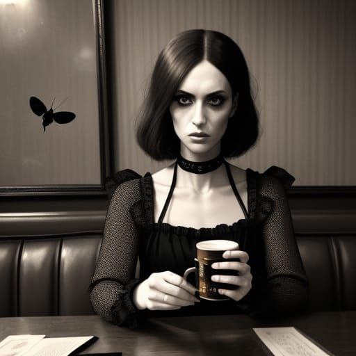 Vintage Noir Photography in Sepia Tone with Amber Neon Accen...