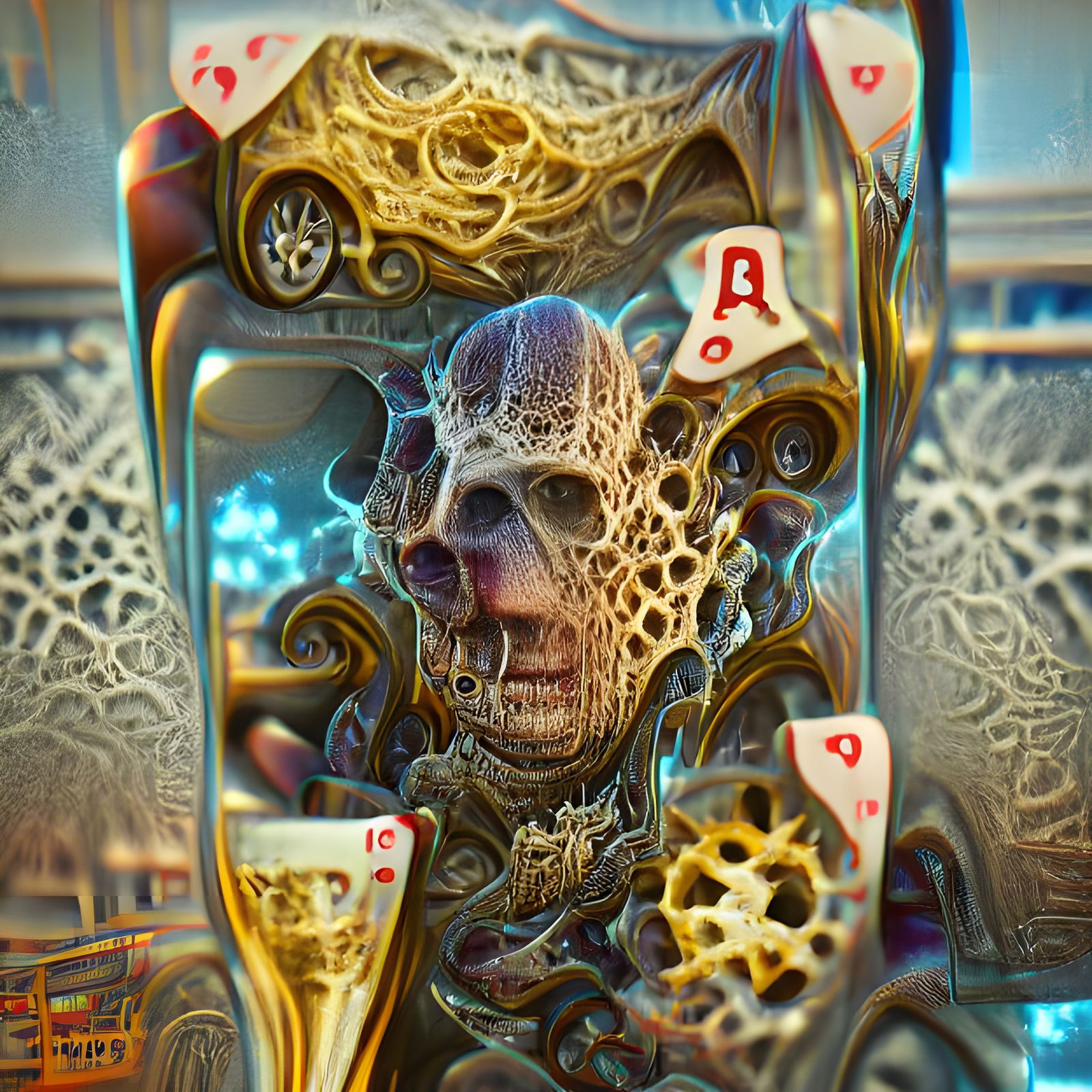 Macabre Clockwork Ace of Spades Card in Detailed Style