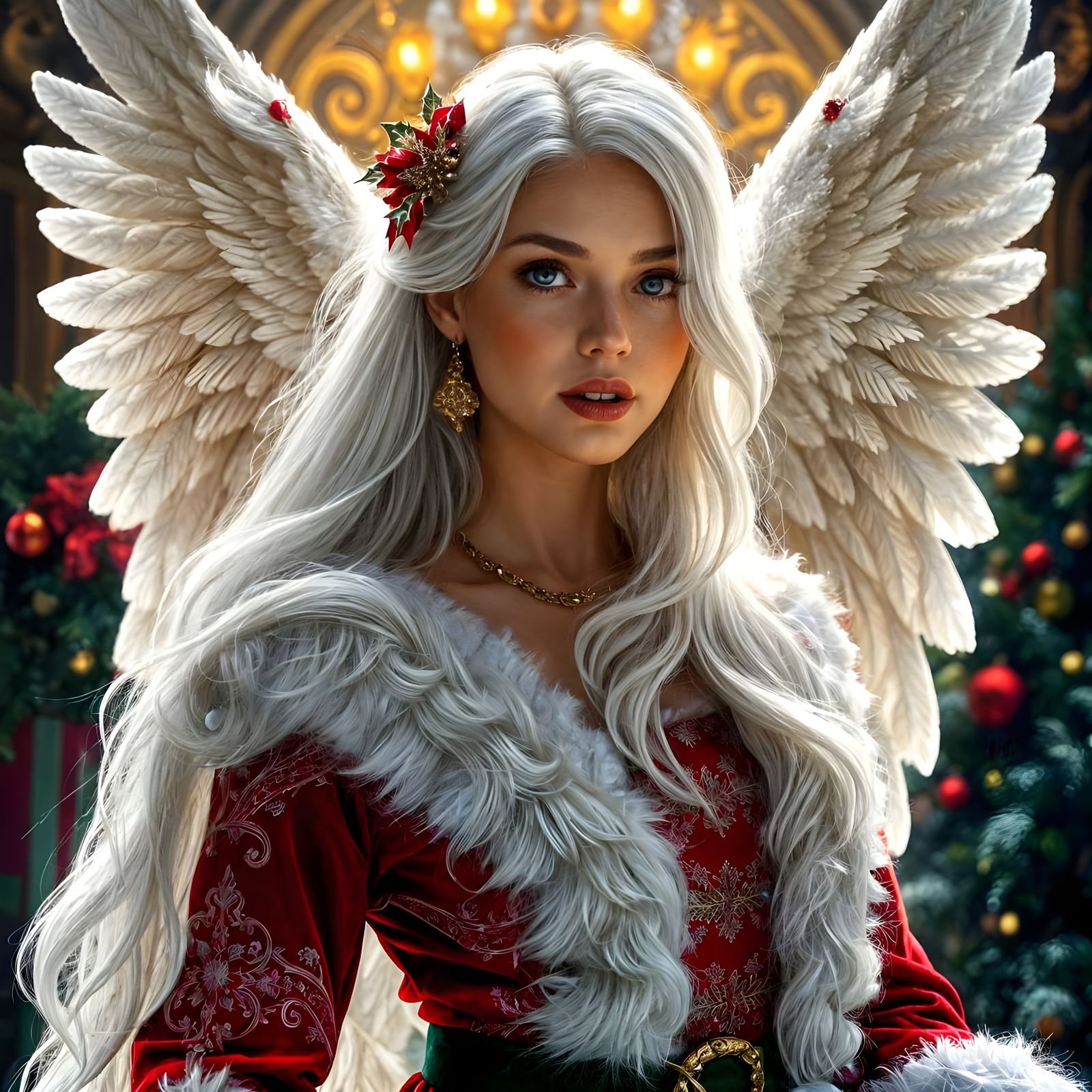 Vibrant Christmas Angel in Art Deco Wonderland