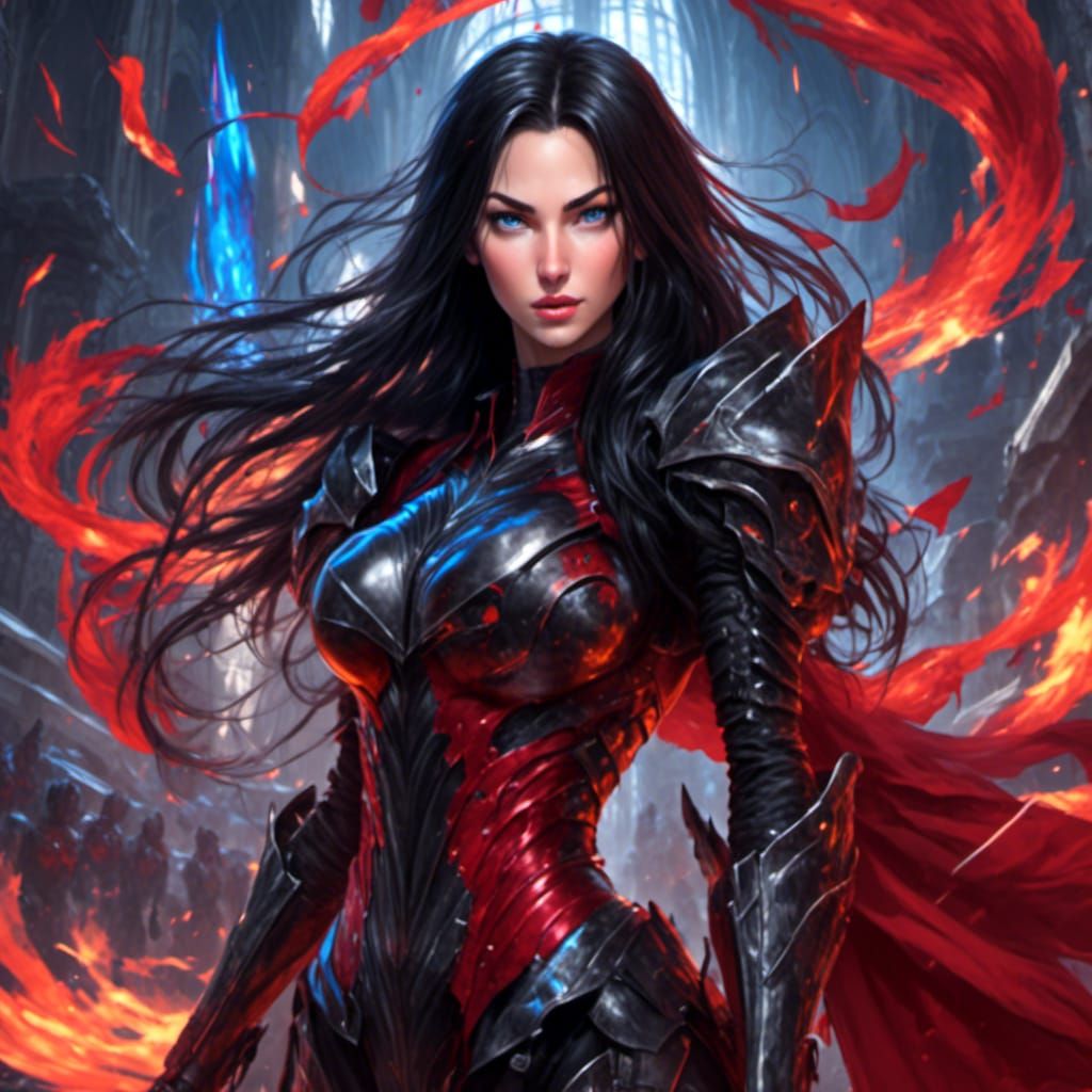 Megan Fox-like Woman in Blue Flames