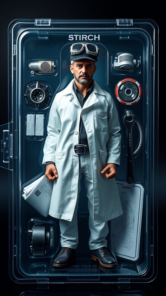 Hyperrealistic Engineer Action Figure in a Package