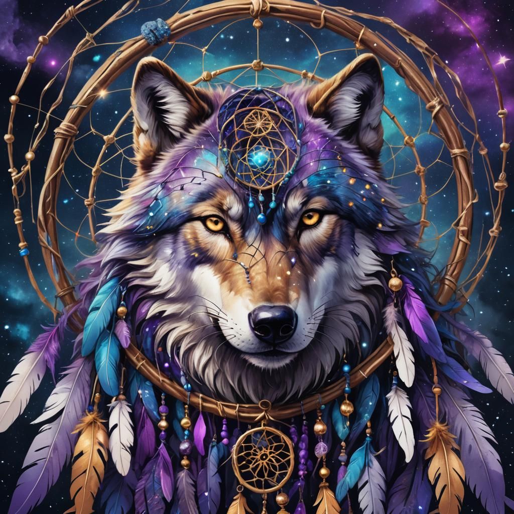 Mystical Wolf Dreamcatcher in Fantasy Concept Art
