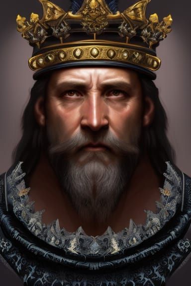 Medieval King Portrait in Fantasy Art Style