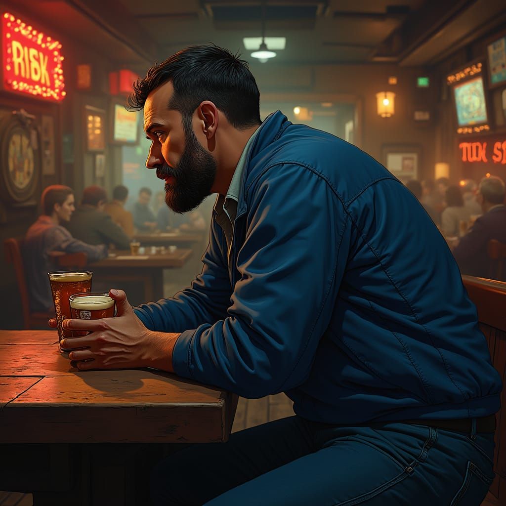 Hyperrealistic Portrait of a Man Playing Darts