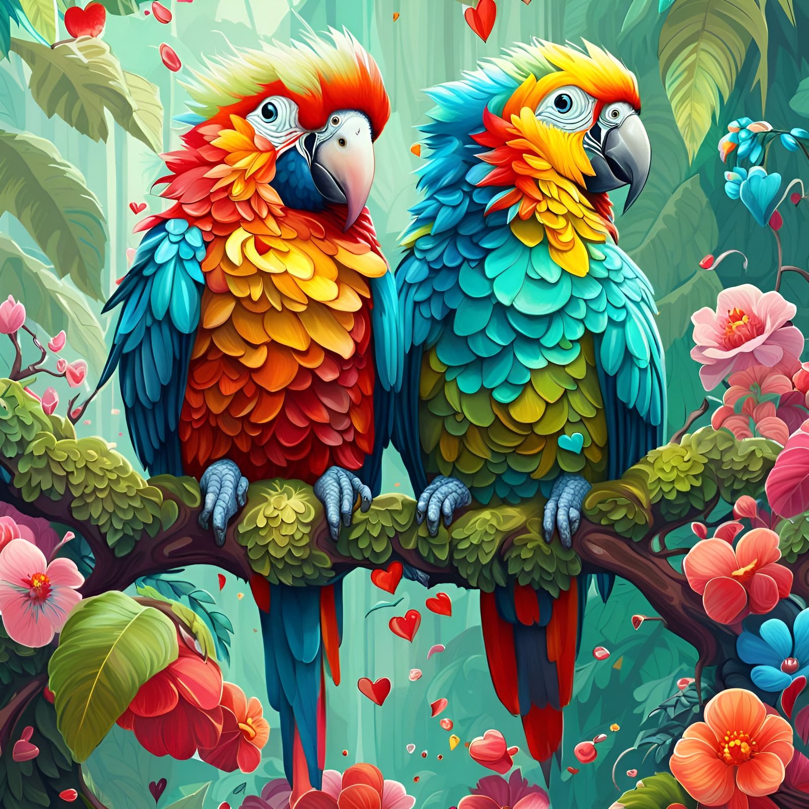 Two Colourful Parrots
